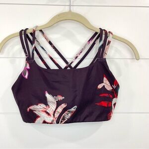 Athleta Floral Strappy Sports Bra Small